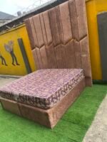 2 Month Used 7by7 8.5ft Upholstery Fully Padded Bedframe With Mattress - Image 2