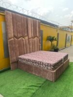 2 Month Used 7by7 8.5ft Upholstery Fully Padded Bedframe With Mattress - Image 7
