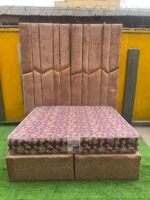2 Month Used 7by7 8.5ft Upholstery Fully Padded Bedframe With Mattress