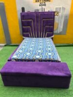 Barely Used 4.5by6 Purple Bedframe With Mattress and Ottoman - Image 8
