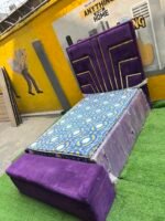 Barely Used 4.5by6 Purple Bedframe With Mattress and Ottoman - Image 5