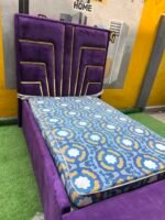 Barely Used 4.5by6 Purple Bedframe With Mattress and Ottoman - Image 11