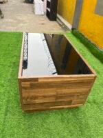 Barely Used Brown Center Table With Tempered Glass Top - Image 3