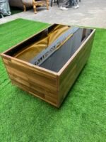 Barely Used Brown Center Table With Tempered Glass Top - Image 2