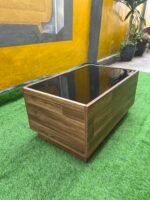 Barely Used Brown Center Table With Tempered Glass Top - Image 8