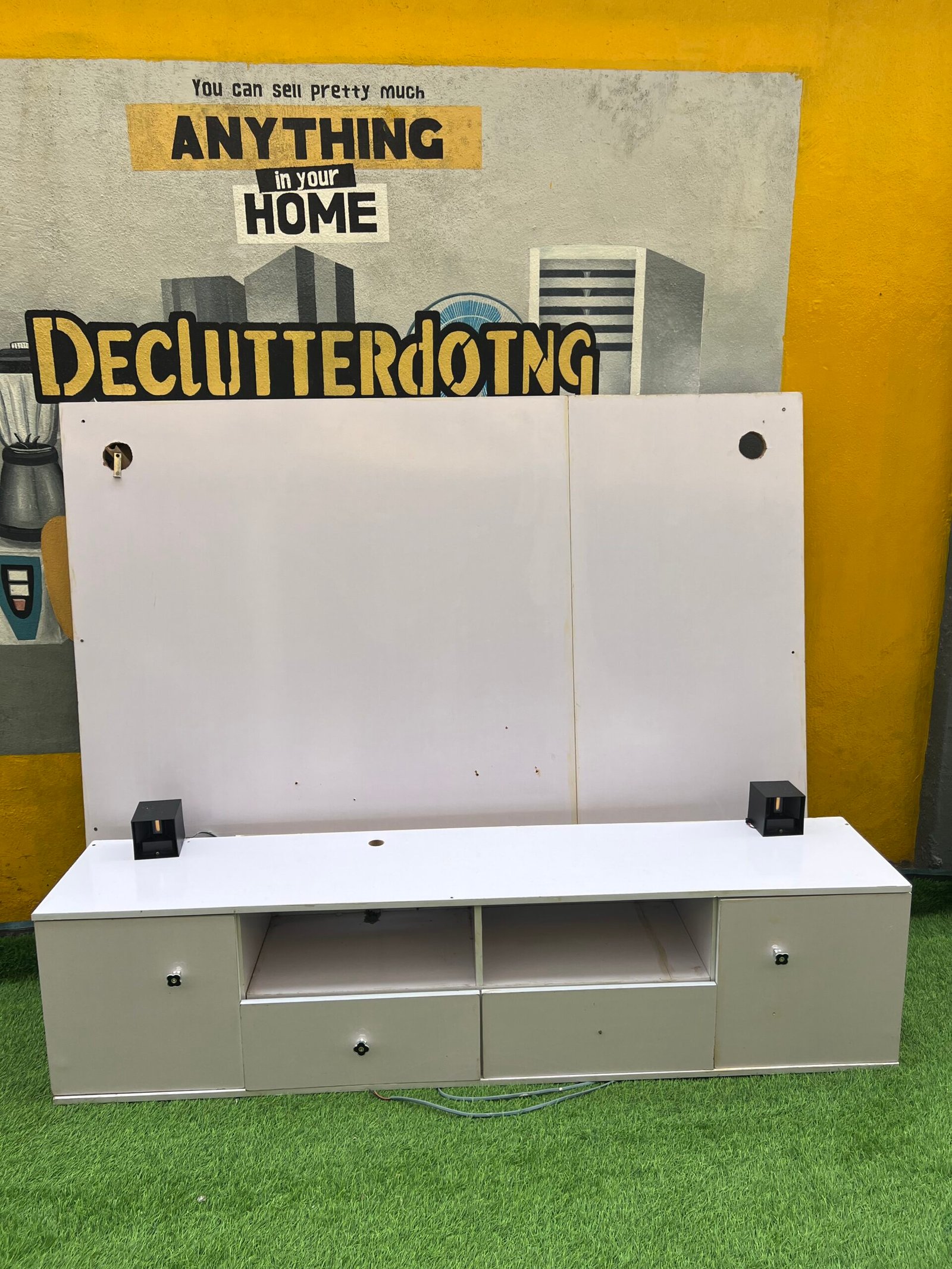 IMG_5833 Barely Used White Floating Tv Console With Led Light - Image 1