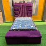 Barely Used 4.5by6 Purple Bedframe With Mattress and Ottoman