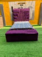 Barely Used 4.5by6 Purple Bedframe With Mattress and Ottoman - Image 12