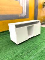 Neatly Used White Tv Console With Two Doors - Image 4