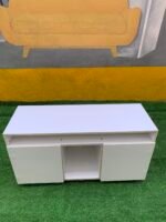 Neatly Used White Tv Console With Two Doors - Image 6