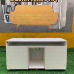 Neatly Used White Tv Console With Two Doors