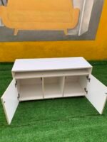 Neatly Used White Tv Console With Two Doors - Image 3