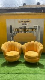 Barely Used Top Quality Single Cushion Yellow Bucket Chair with Gold Leg Stand(Each)