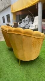 Barely Used Top Quality Single Cushion Yellow Bucket Chair with Gold Leg Stand(Each) - Image 2