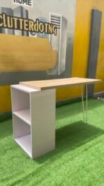 Barely used white and brown Modern Quality Office Desk With Open Shelf