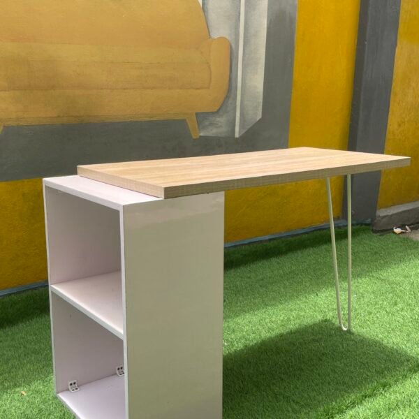 Barely used white and brown Modern Quality Office Desk With Open Shelf