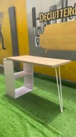 Barely used white and brown Modern Quality Office Desk With Open Shelf - Image 5