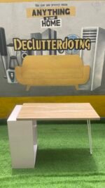 Barely used white and brown Modern Quality Office Desk With Open Shelf - Image 2
