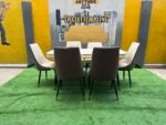 Relatively New Top Quality 6 Seater Marble Top Imported Dinning Set - Image 2