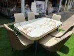 Relatively New Top Quality 6 Seater Marble Top Imported Dinning Set - Image 7