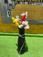 Barely Used Black Ceramic Flower Vase With Flowers - Image 2
