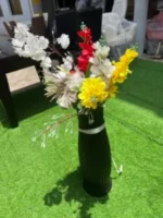 Barely Used Black Ceramic Flower Vase With Flowers - Image 4