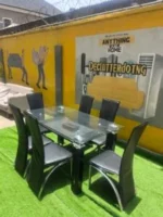 Neatly Used 6 Seater Glass Top Dinning Set - Image 4