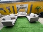 Neatly Used 6 Seater Cream Sofa Set