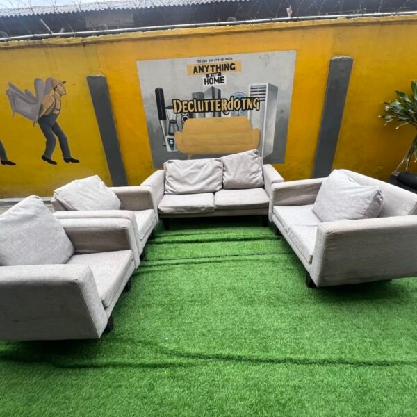 Neatly Used 6 Seater Cream Sofa Set