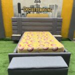 Brand New TOP QUALITY 4.5by6 Bedframe With Used Matrass ,Ottoman And Side Drawers