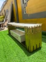 Brand New Top Quality Fancy Steel Stand With Wooden Top Tv Console - Image 6