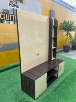 Barely Used Cream And Brown Medium Tv Console - Image 4
