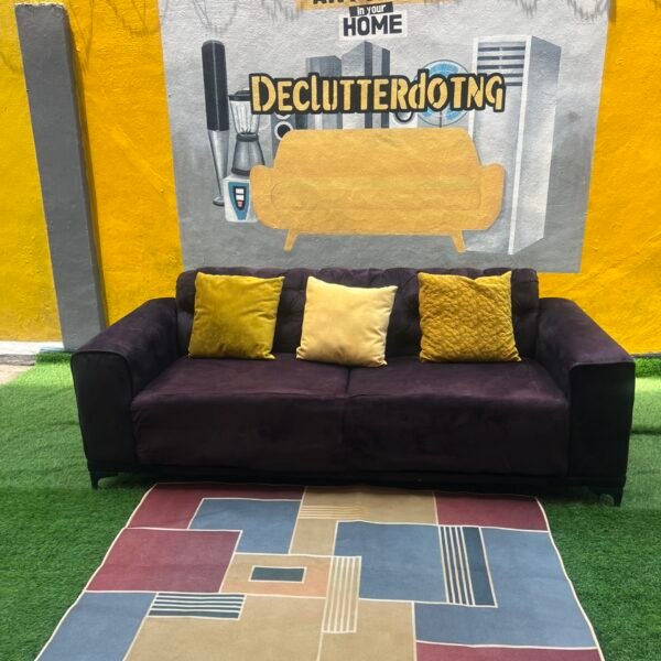 Barely Used 2 Seater Tufted Sofa With Pillow And Center Rug