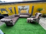 Neatly Used Seven Seater Sofa Set Plus One Masareti Newspaper Accent Chair And Ottoman( Needs Cleaning) - Image 6