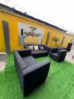 Neatly Used 6 Seater Black Sofa Set With Pillows - Image 7