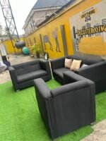 Neatly Used 6 Seater Black Sofa Set With Pillows - Image 10