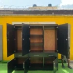 Barely Used 3 Door Black Wardrobe With Mirror And Drawers - Image 2
