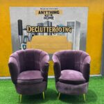 Barely Used Bucket Accent Chair With Side Stool