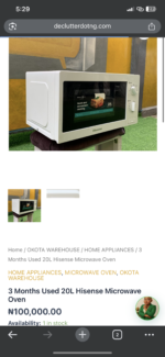 3 Months Used 20L Hisense Microwave Oven