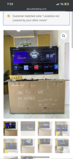 Relatively New 65inch Hisense Frameless 4K UHD Smart TV With Carton And All Accessories (65A6K)