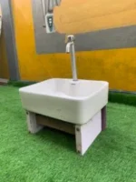 Slightly Rusted White Pedicure Bowl With Tap (Each) - Image 2