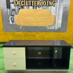 Barely Used Top Quality White And Black Tv Console With Chest Drawer