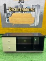 Barely Used Top Quality White And Black Tv Console With Chest Drawer