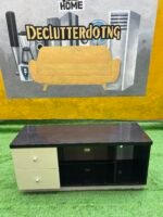 Barely Used Top Quality White And Black Tv Console With Chest Drawer - Image 7