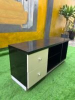 Barely Used Top Quality White And Black Tv Console With Chest Drawer - Image 2