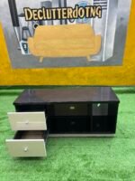 Barely Used Top Quality White And Black Tv Console With Chest Drawer - Image 6