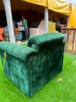 Neatly Used Single Seater Green Sofa With Gold Tape - Image 4