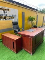 Neatly Used Large Executive Office Table With Executive Office Chair (chair slightly peel and table needs adjustment) - Image 3