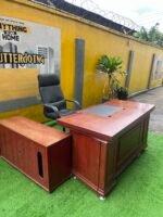 Neatly Used Large Executive Office Table With Executive Office Chair (chair slightly peel and table needs adjustment)