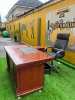 Neatly Used Large Executive Office Table With Executive Office Chair (chair slightly peel and table needs adjustment) - Image 9